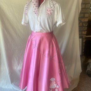 Custom made woman’s 50’s poodle skirt costume complete with saddle shoes